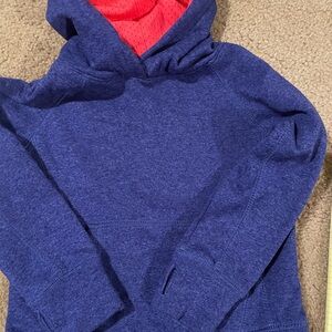 Hooded blue sweatshirt